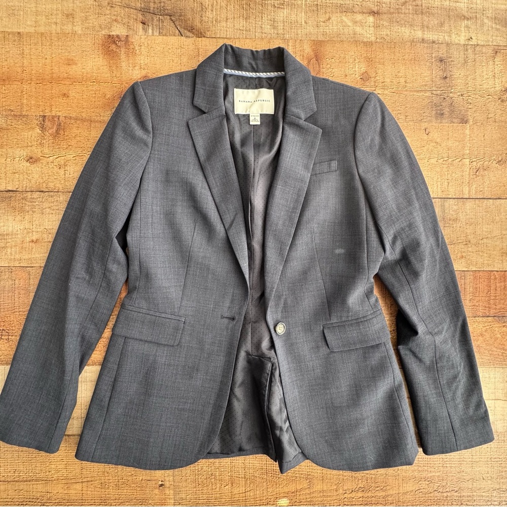 Banana Republic One Button Blazer Steel Blue Womens Size 2